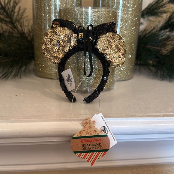 Disney parks headband ornament gold and black sequin Mickey ears ORNAMENT NWT - Picture 4 of 4